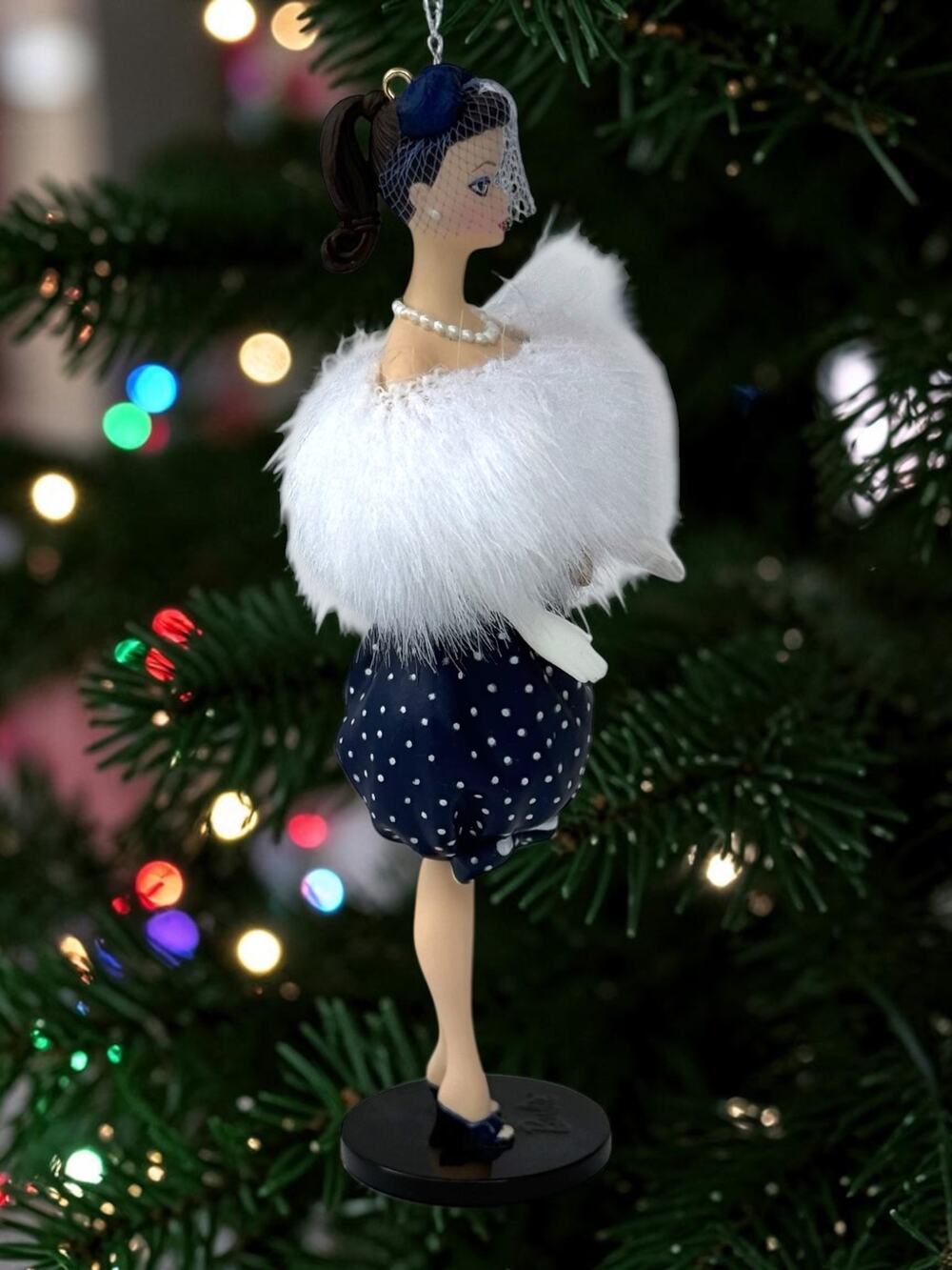 Vintage Hallmark Barbie Ornament 1999 Gay Parisienne QXI5301 in Box Polka Dot